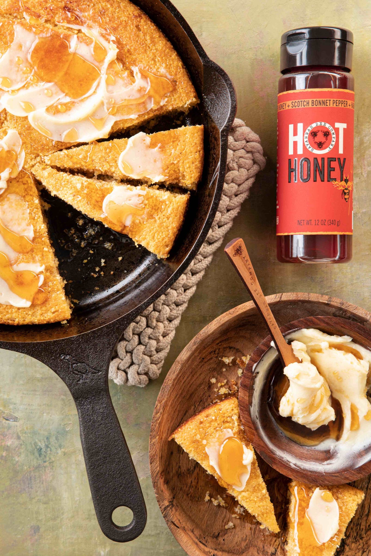 Hot Honey Skillet Corn Bread