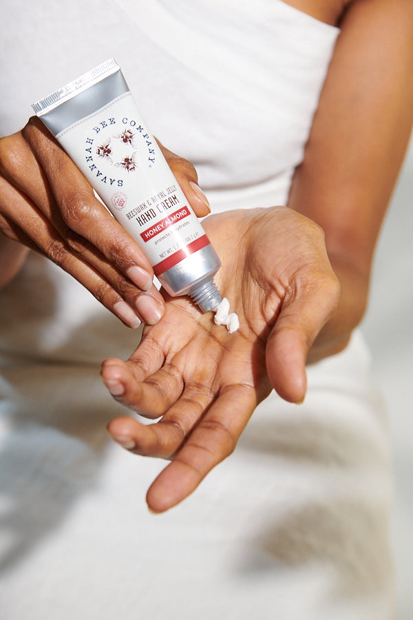 Honey Almond Handcream applying to hands