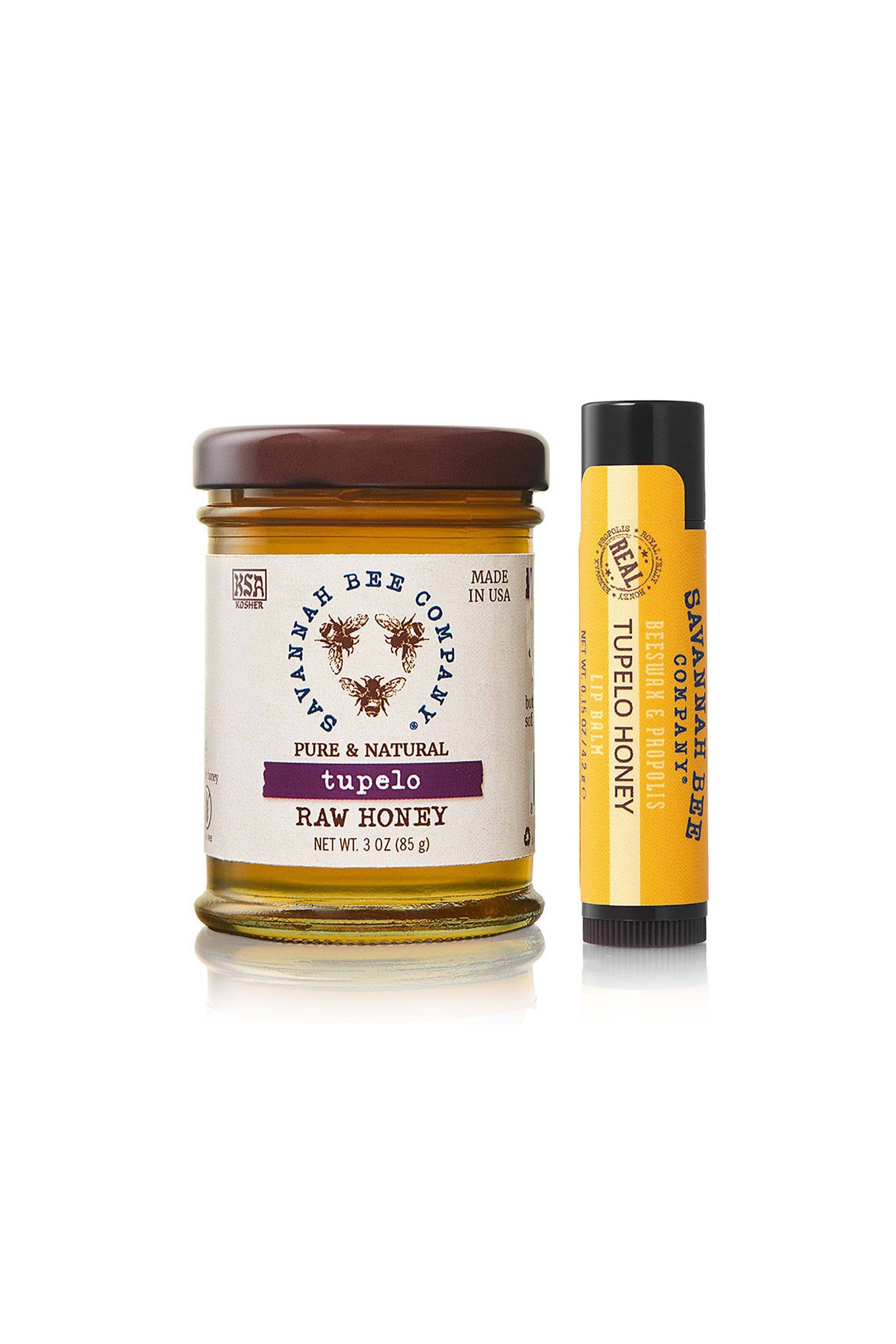 Pure & Natural Tupelo Raw Honey 3 oz. mini with Tupelo Honey Lip Balm