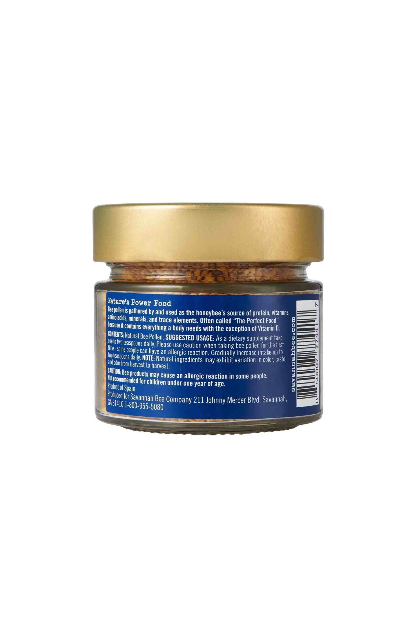 Pure & Natural Savannah Bee Company Bee Pollen 3.53. oz. back image