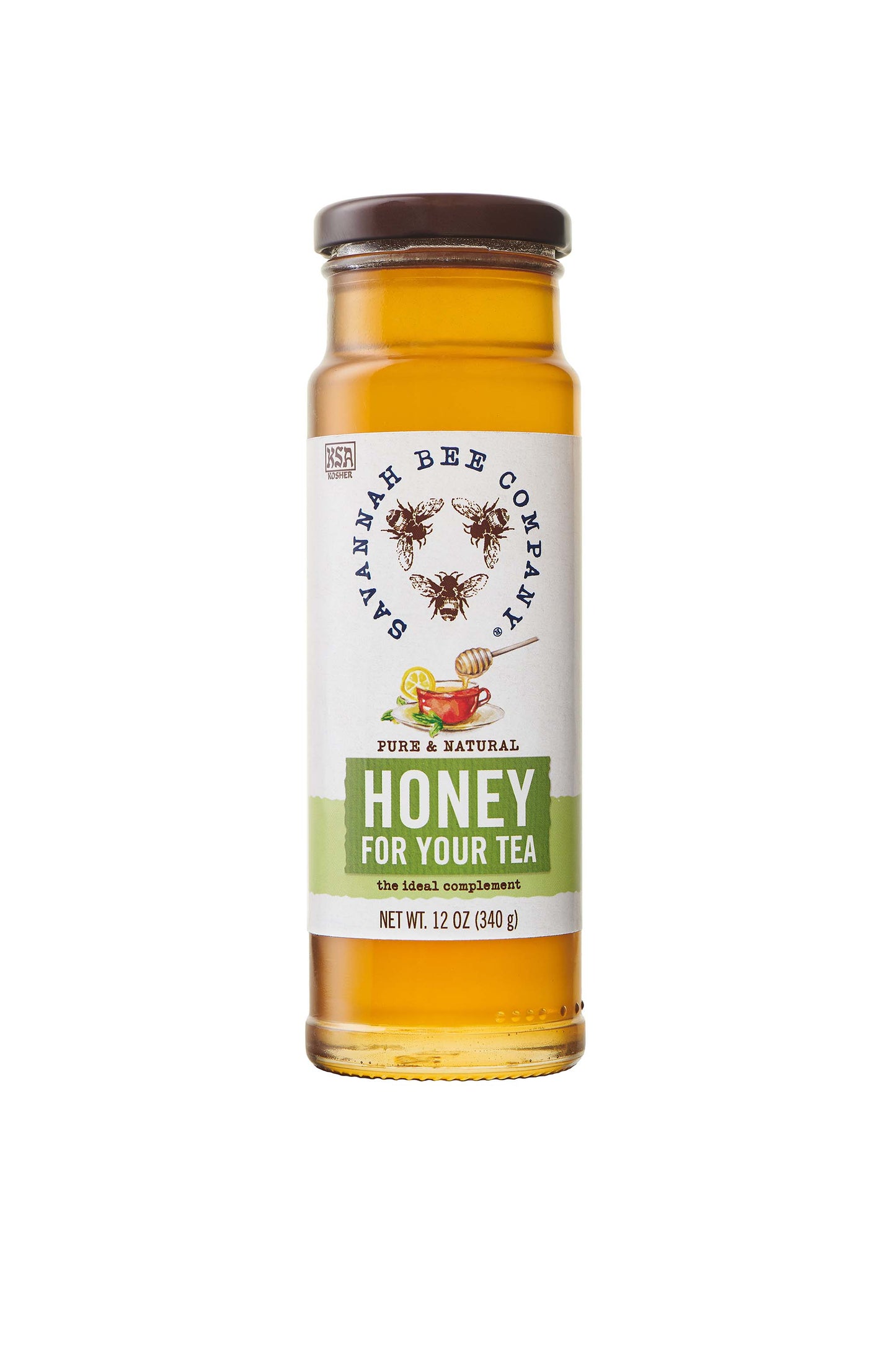 12 ounce honey for tea jar studio shot front facing