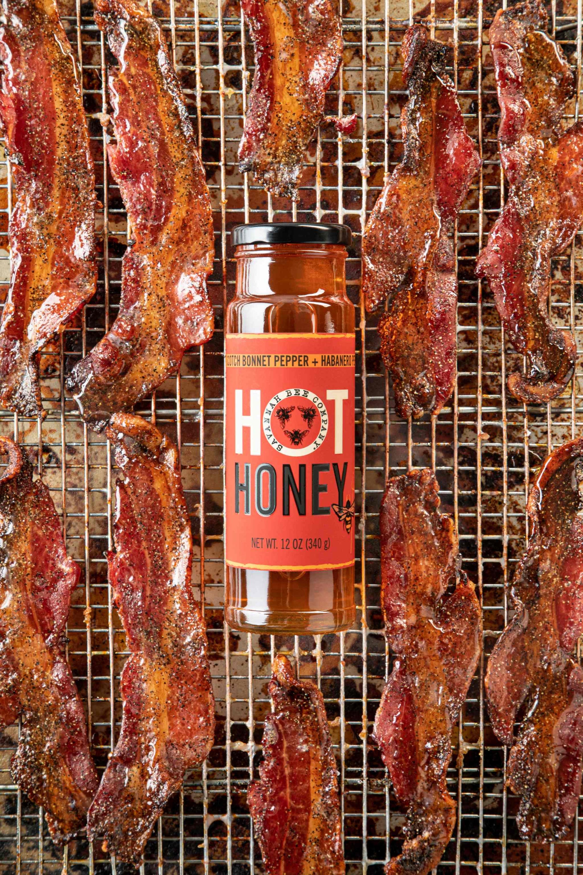 12 ounce hot honey with honey glazed bacon