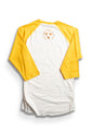 The back of Honey Raglan sleeve shirt  with Savannah Bee logo