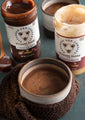 12 ounce Whipped Honey with Chocolate and Whipped honey with cinnamon with two mugs of Mexican hot chocolate.