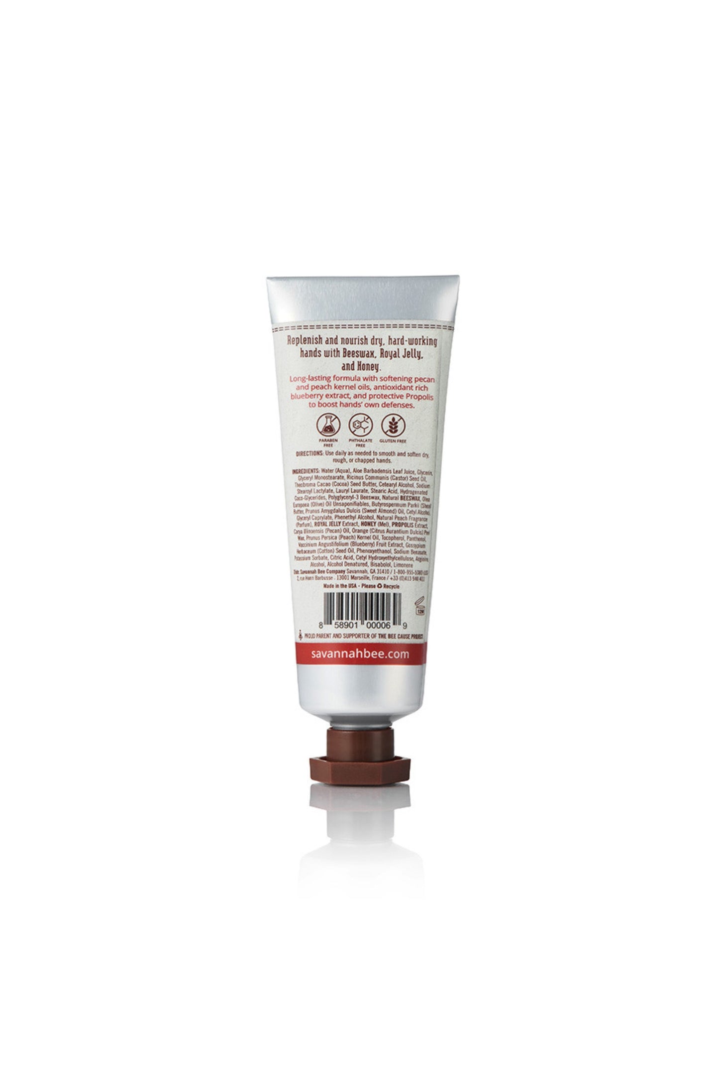 Honey Almond Beeswax & Royal Jelly Hand cream in tube.