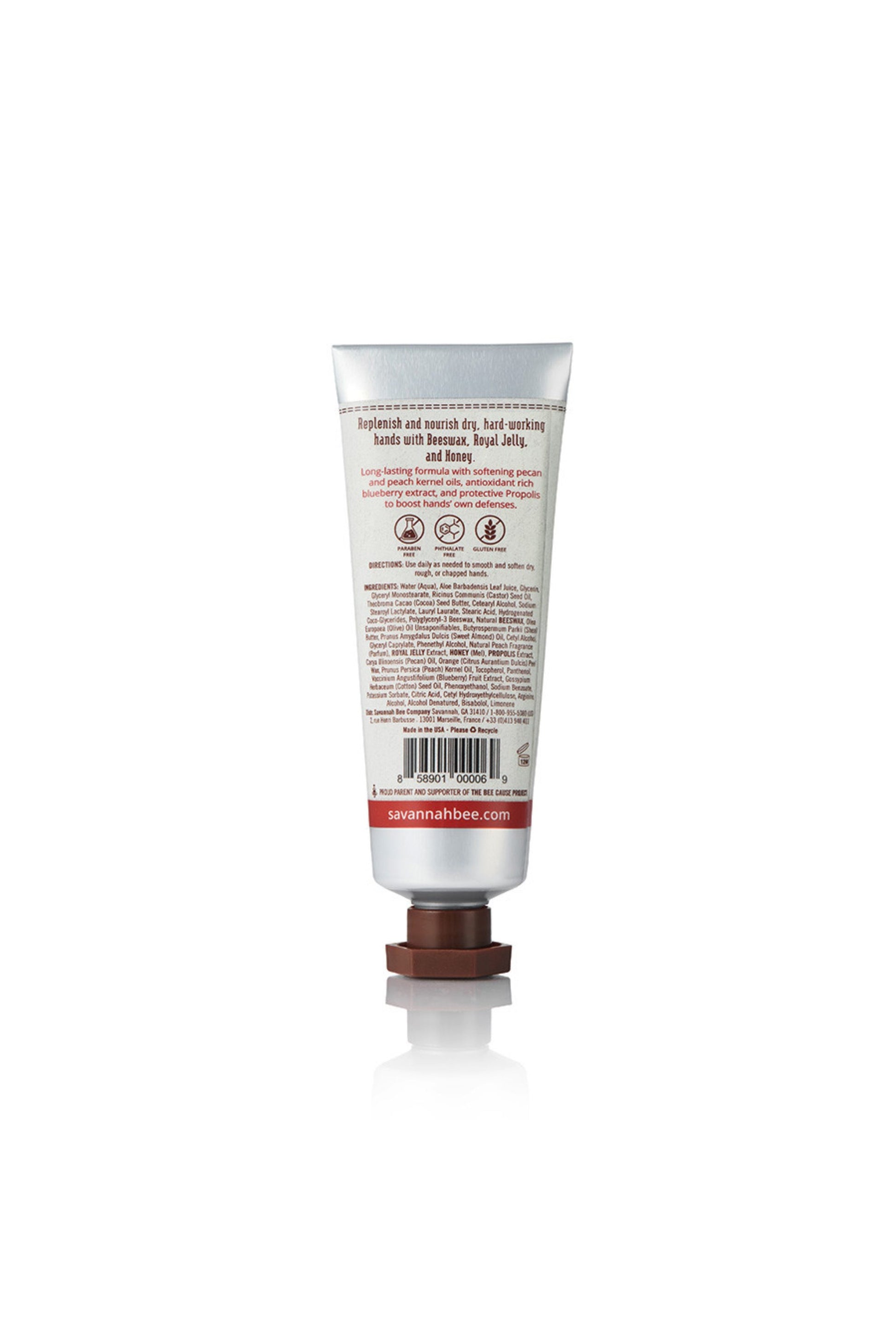 Honey Almond Beeswax & Royal Jelly Hand cream in tube.