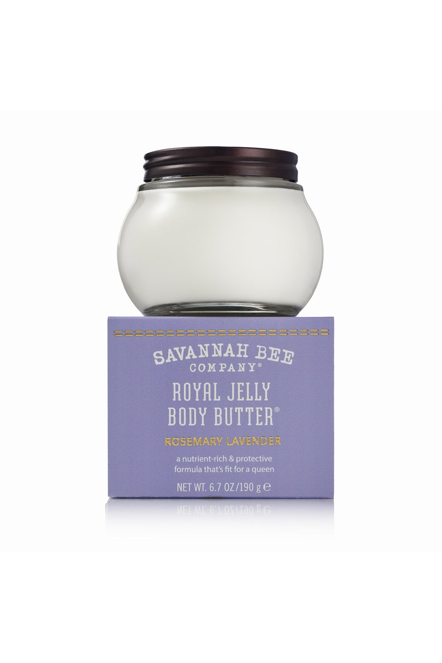 Royal Jelly Body Butter Rosemary Lavender in a 6.7 oz. jar