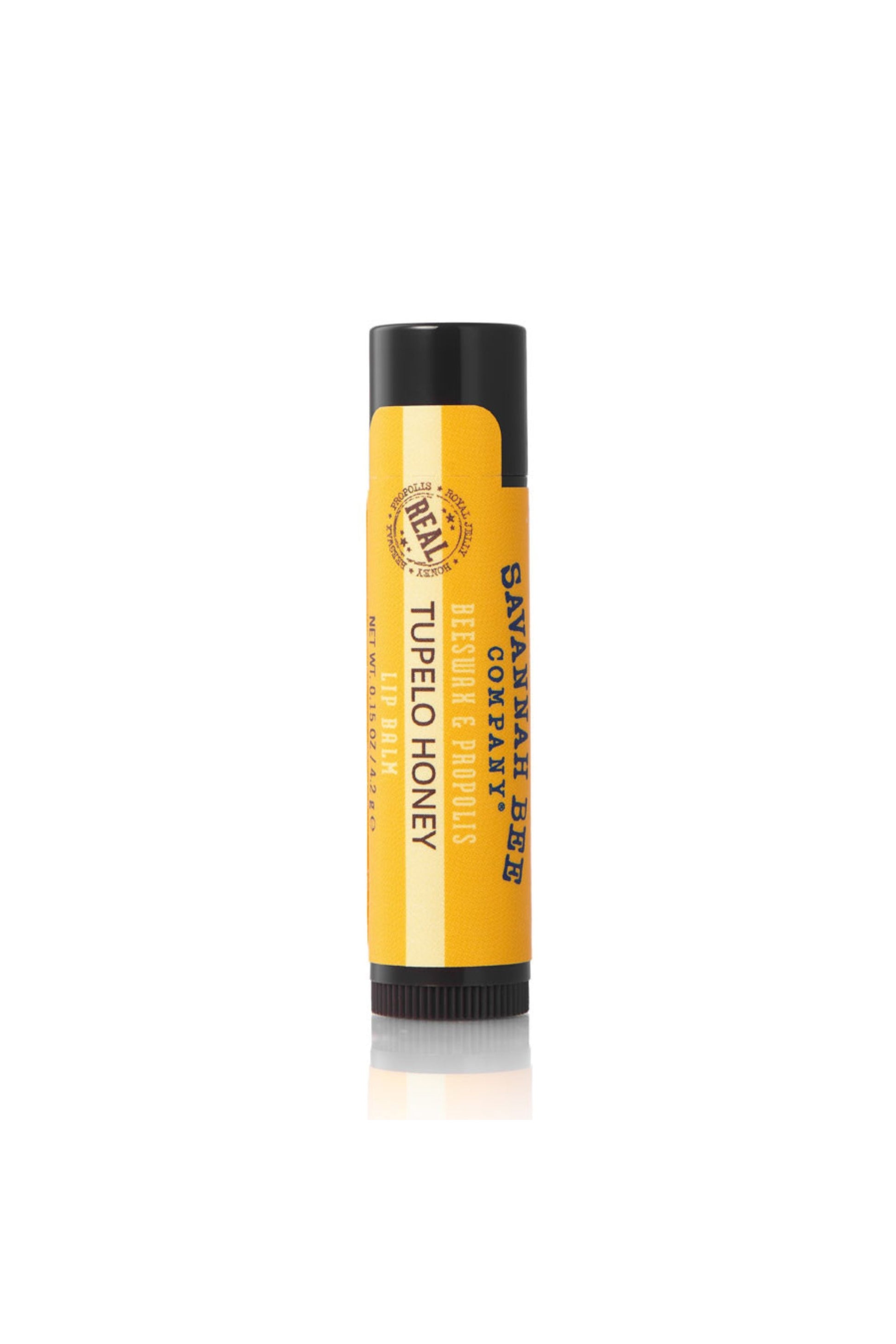 Savannah Bee Company Tupelo Honey Beeswax & Propolis Lip golden yellow lipstick tube.