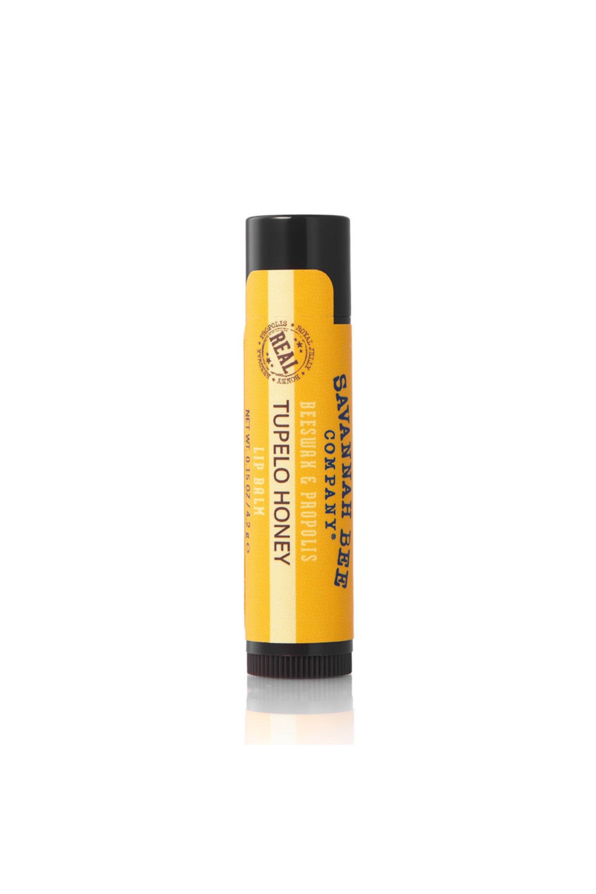 Savannah Bee Company Tupelo Honey Beeswax & Propolis Lip golden yellow lipstick tube.