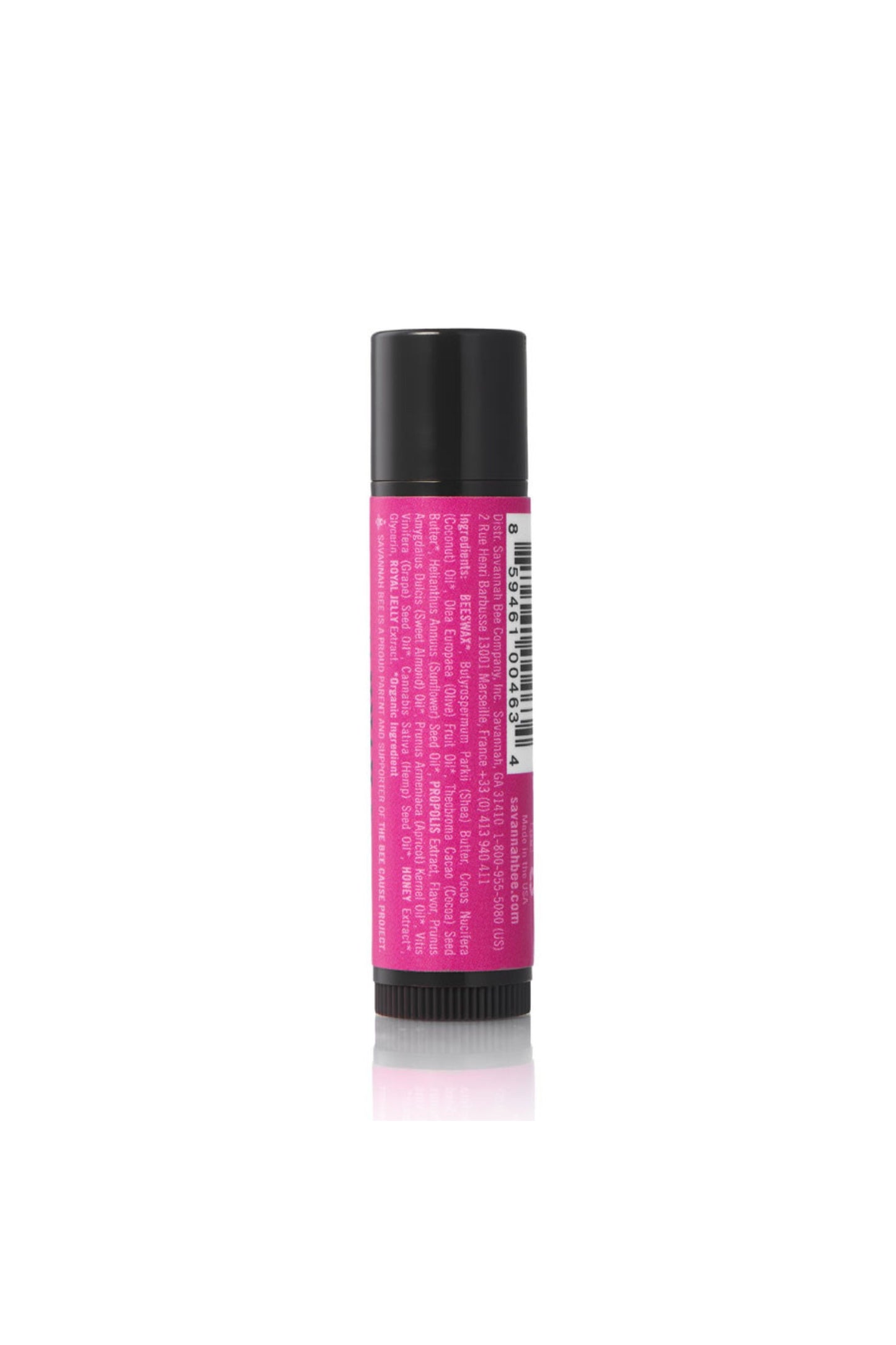 Wild Blackberry Beeswax & Propolis Lip Balm hot pink lipstick tube. 