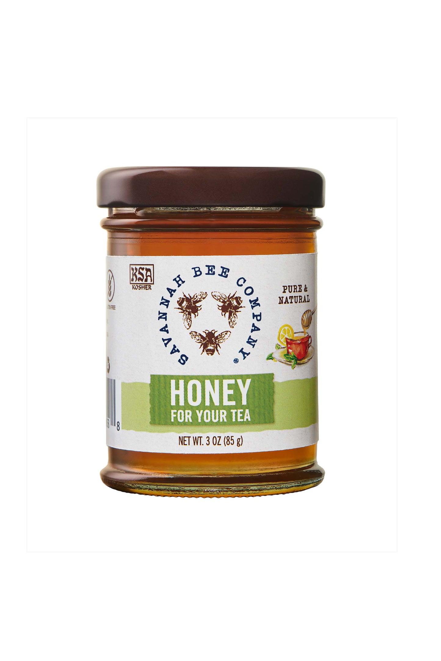 Honey for tea 3 ounce studio shot.