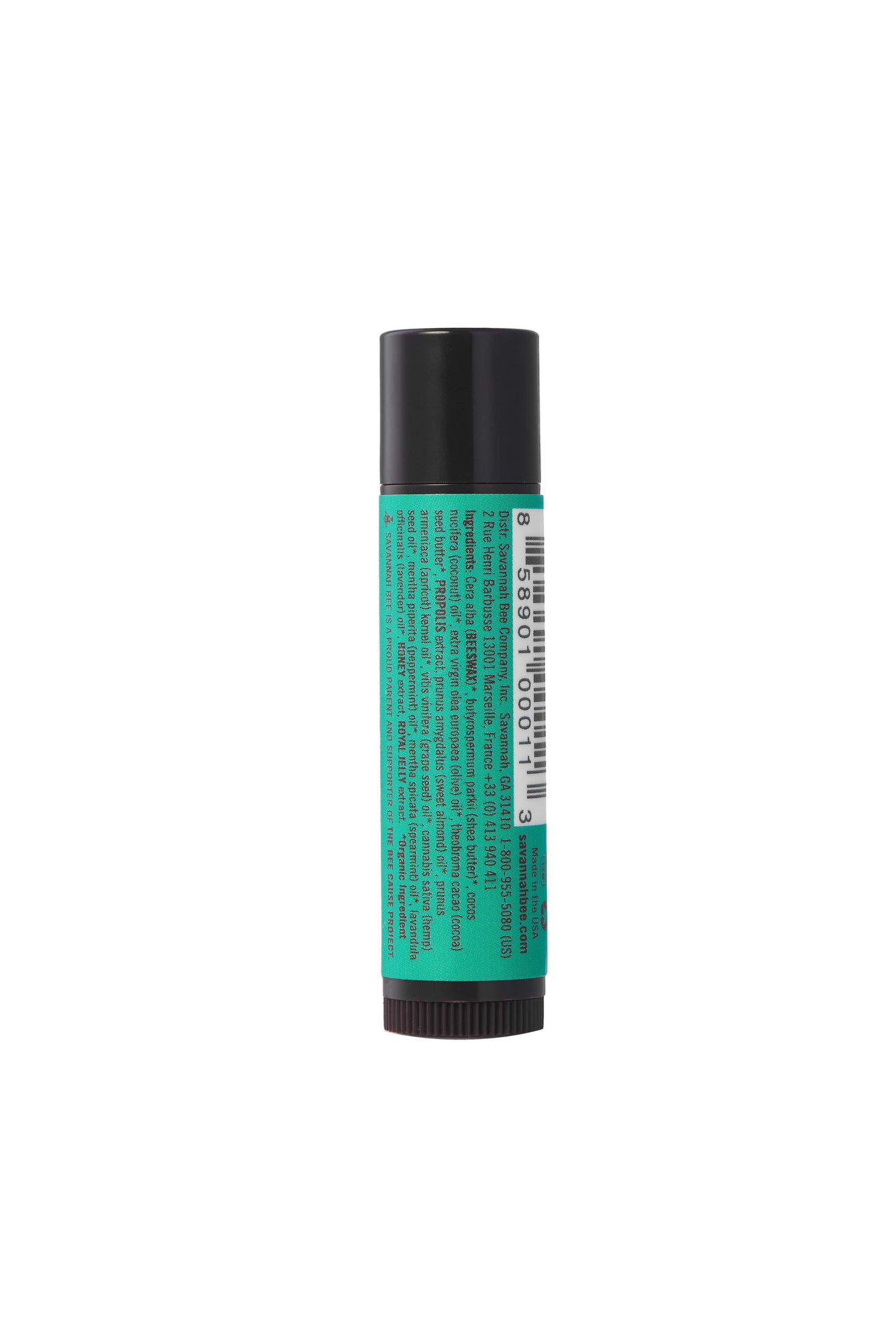 Mint Julep Beeswax & Propolis Lip Balm minty green lipstick tube.