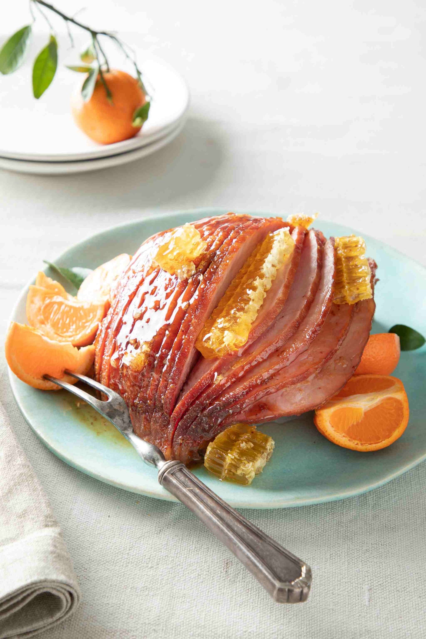 Honey Baked Ham with Raw Honeycomb.