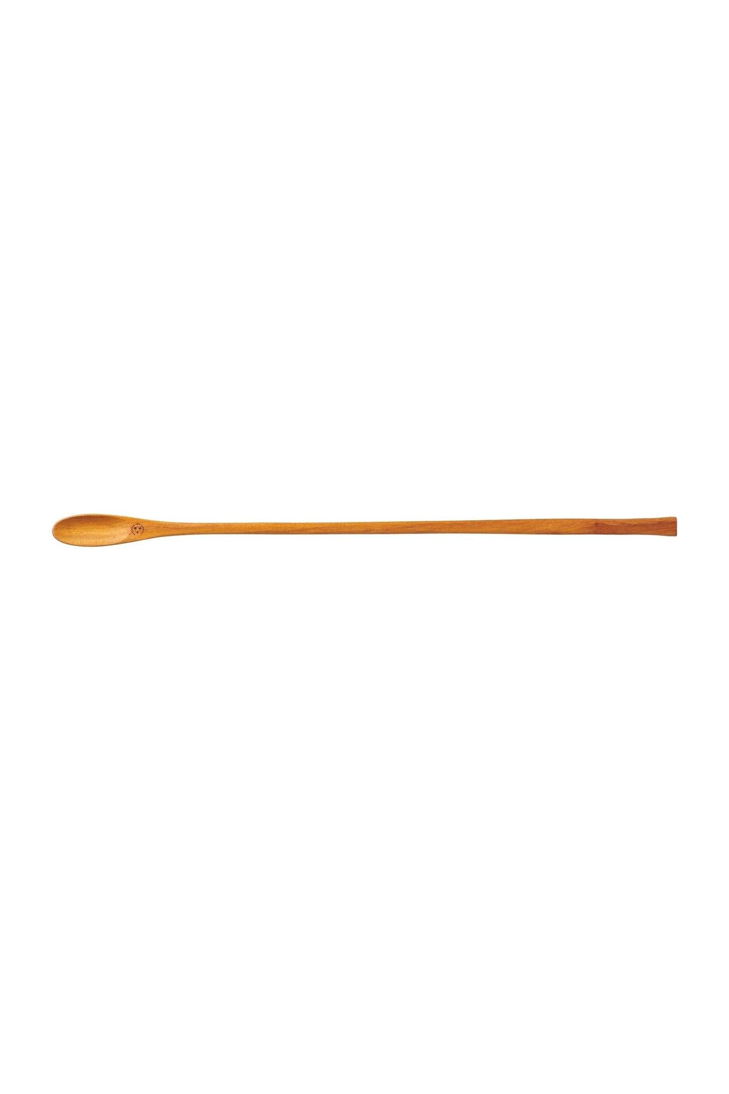 Teak flute spoon on a white background full view