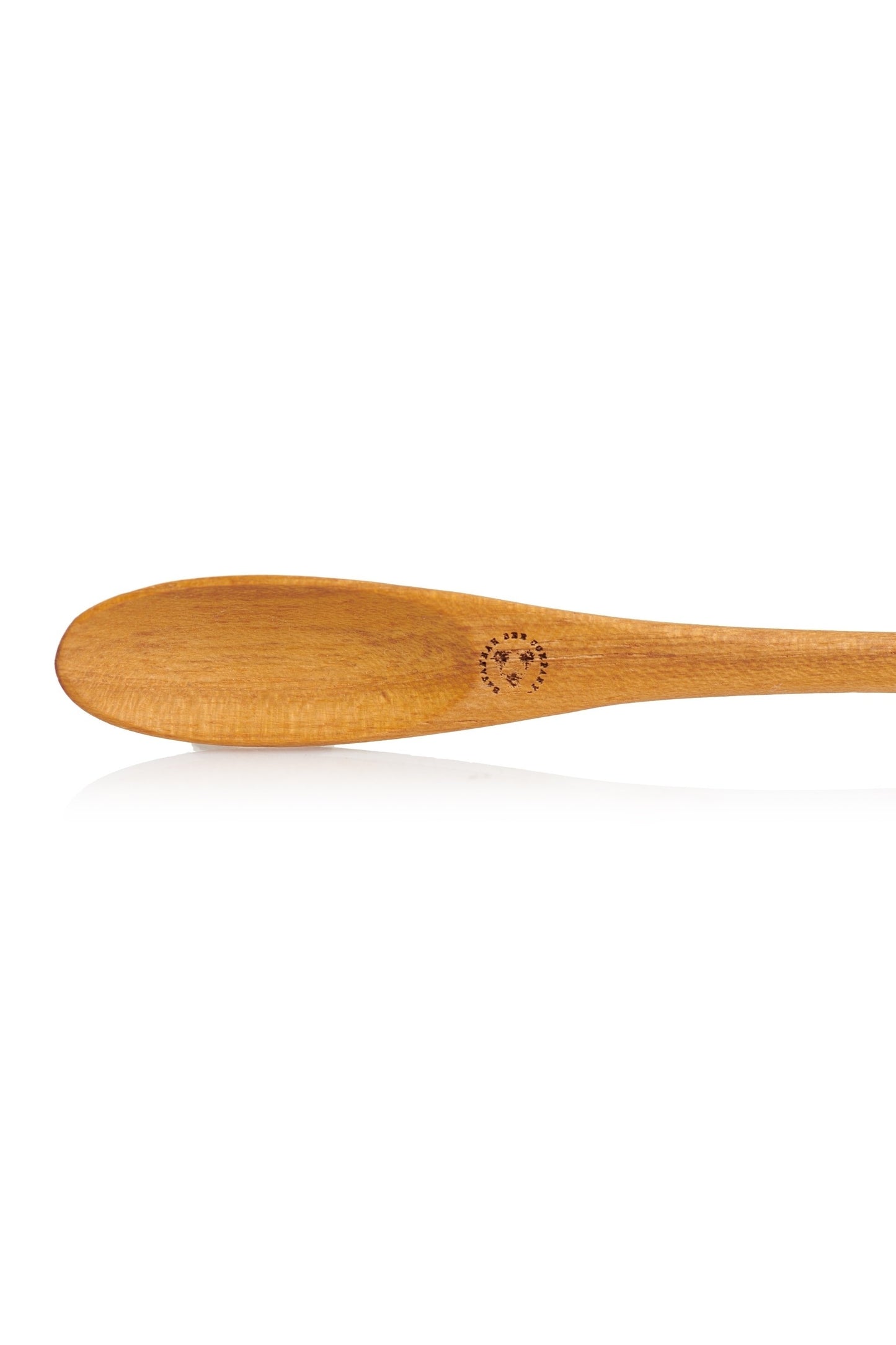 Zoomed in top half of teak flute spoon