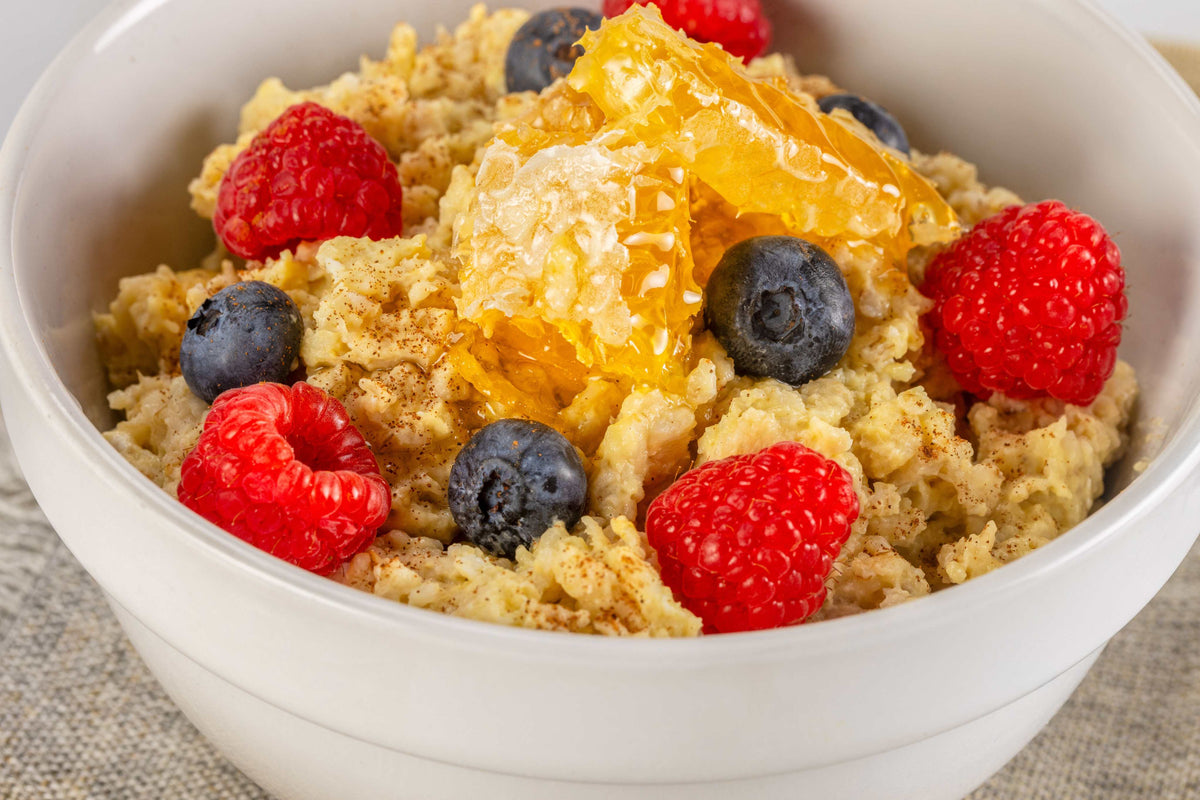Cinnamon Oatmeal Custard with honeycomb.