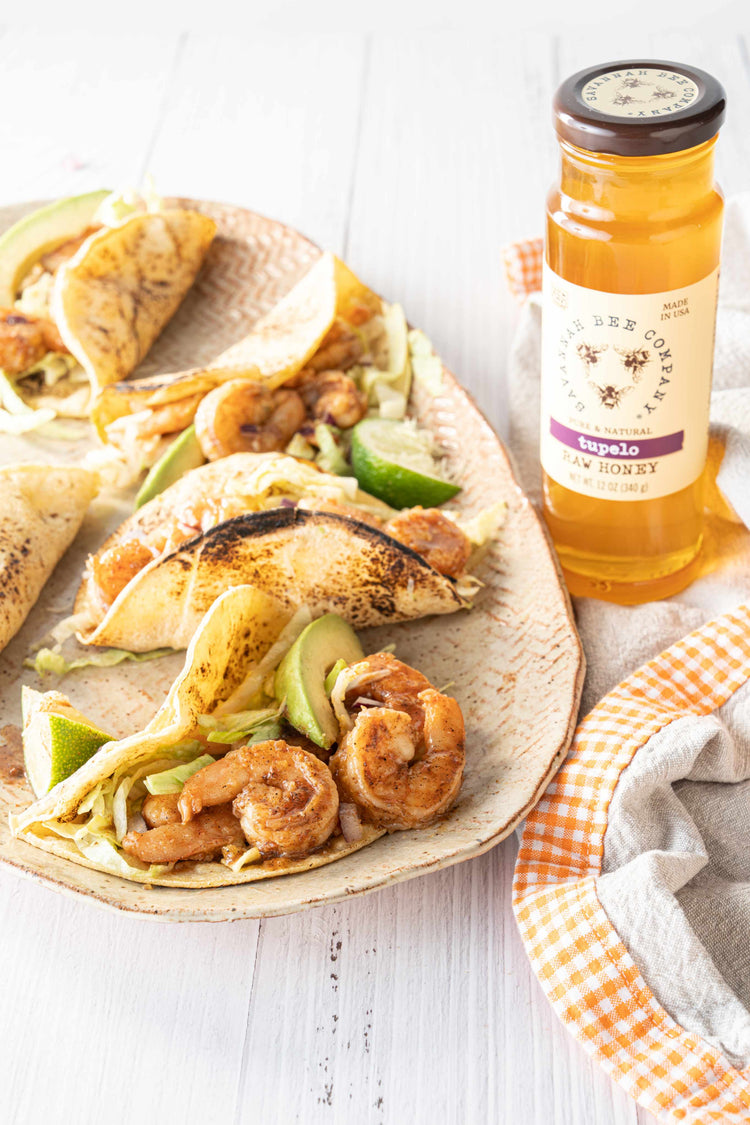 Honey Chili Butter Shrimp Tacos Savannah Bee Company