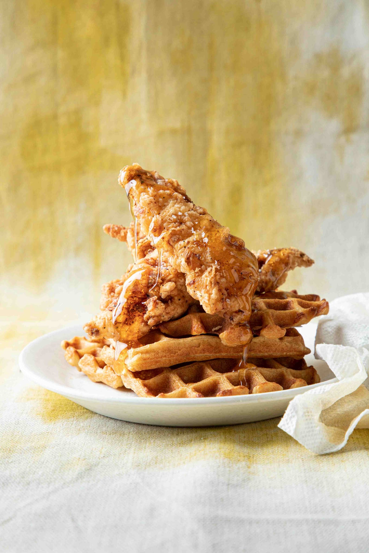 Buttermilk Chicken and Waffles with Hot Honey Drizzle