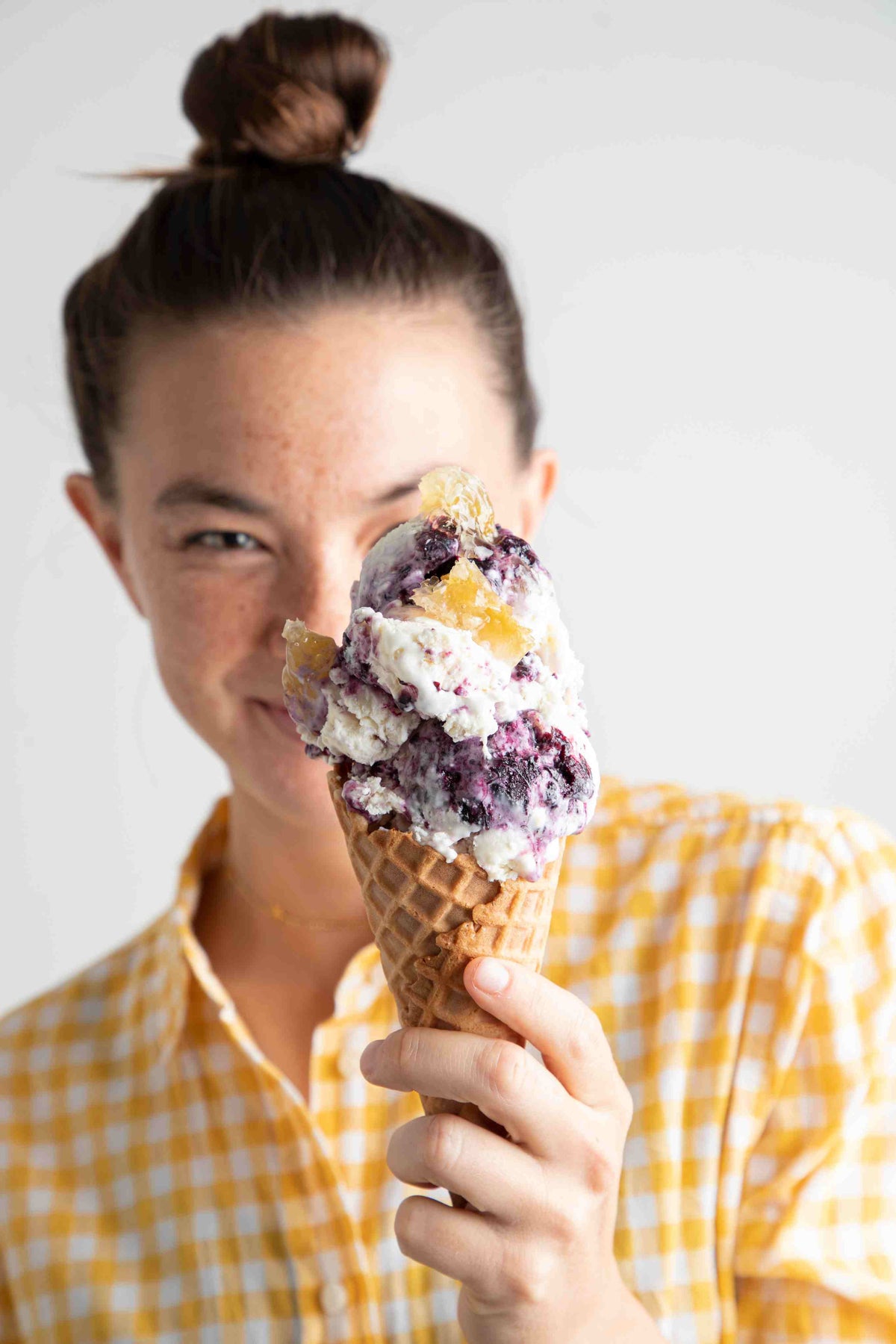 Blueberry-Honeycomb No-Churn Ice Cream