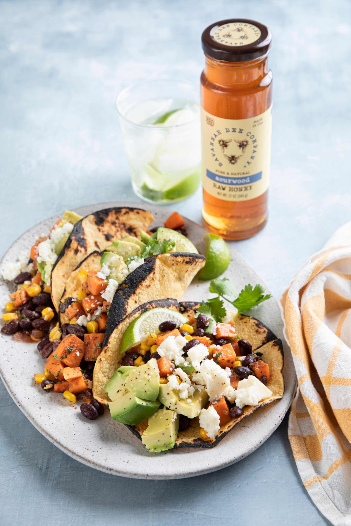 Honey-Lime Sweet Potato, Black Bean, and Avocado Tacos