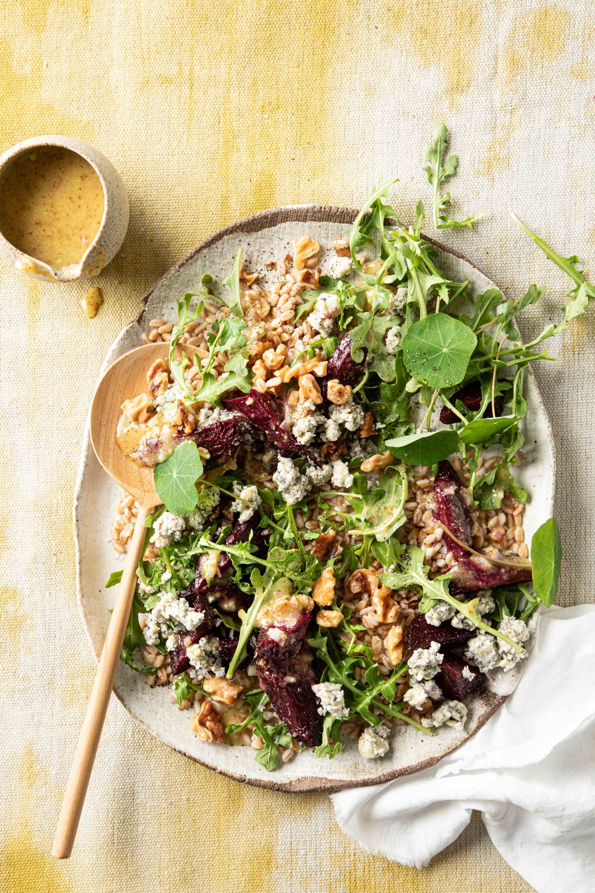 Beet, Blue Cheese, and Farro Salad with Honey-Dijon Vinaigrette