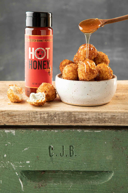 fried-goat-cheese-ball-hot-honey-appetizer-game-day-snack