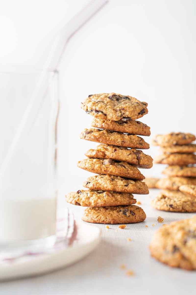 Oatmeal cookies and some milk.
