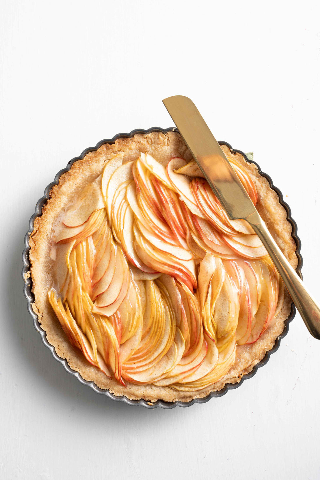 Apple tart on a white background.