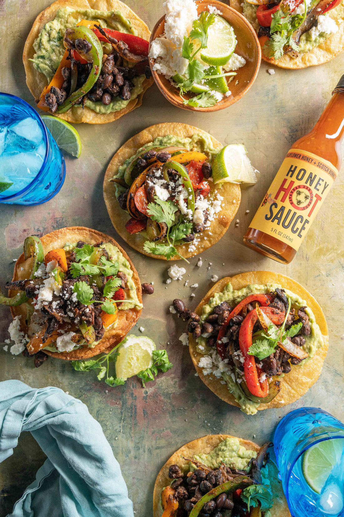 black-bean-tostadas-spicy-avocado-mash-honey-hot-sauce-taco-tuesday-recipe-easy-dinner-lunch