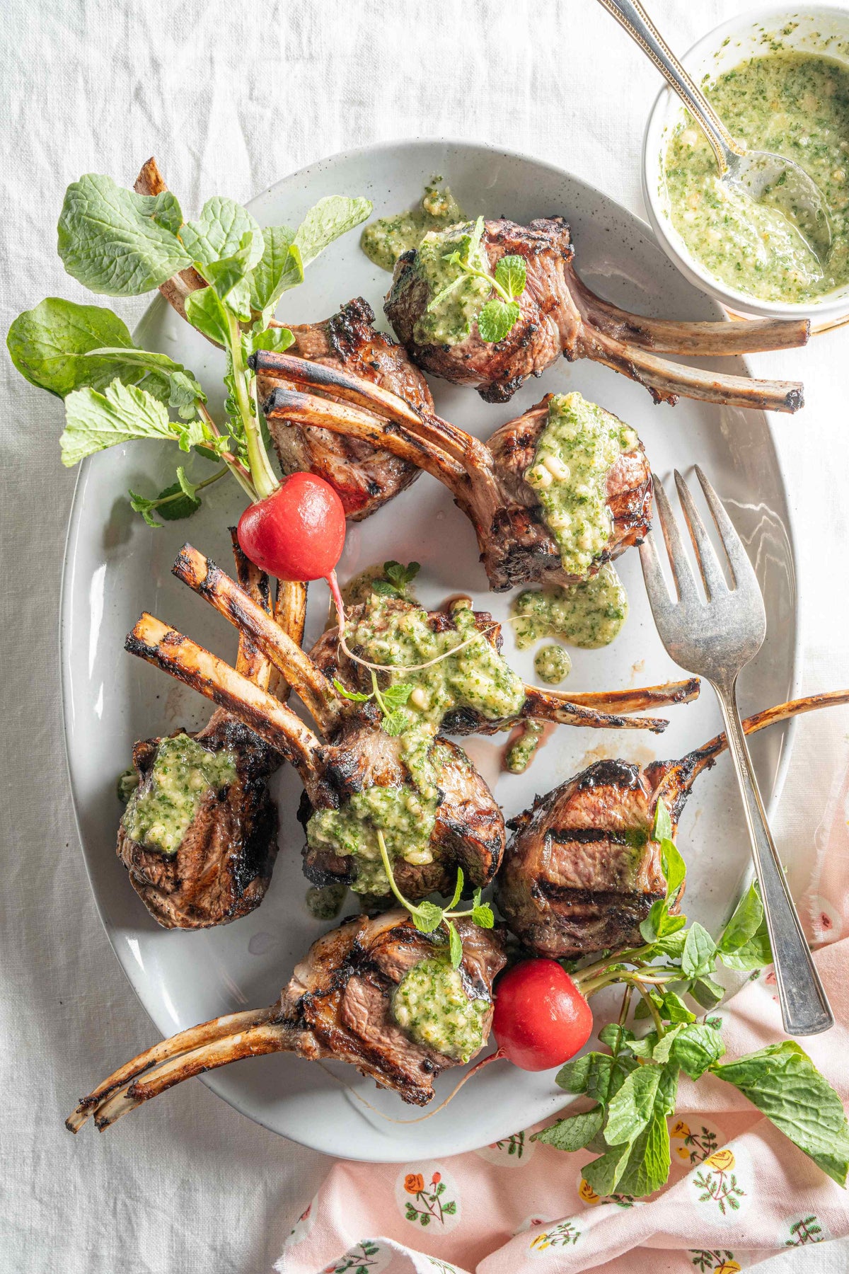 Lamb Chops with Honey Mint Pesto