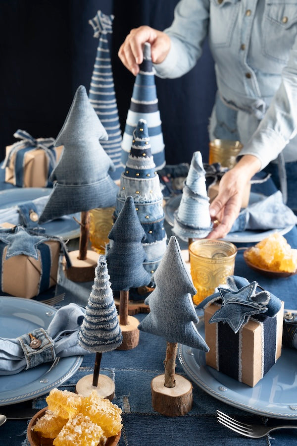 Denim Forest Holiday Table Setting