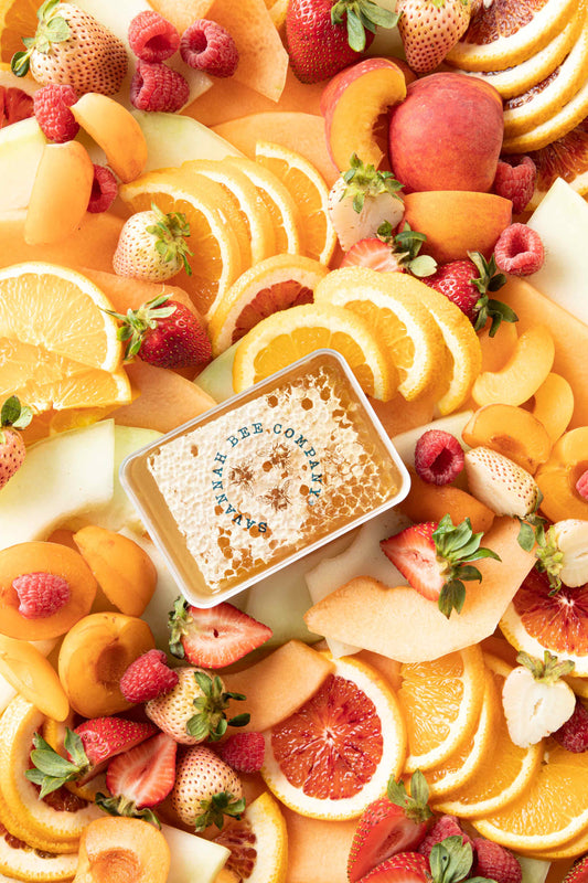 summer-fruit-grazing-board-honeycomb-how-to-honey-plate