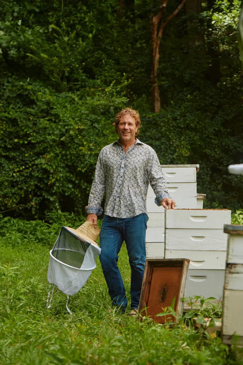 Founder of Savannah Bee Company Ted Dennard with his hives.