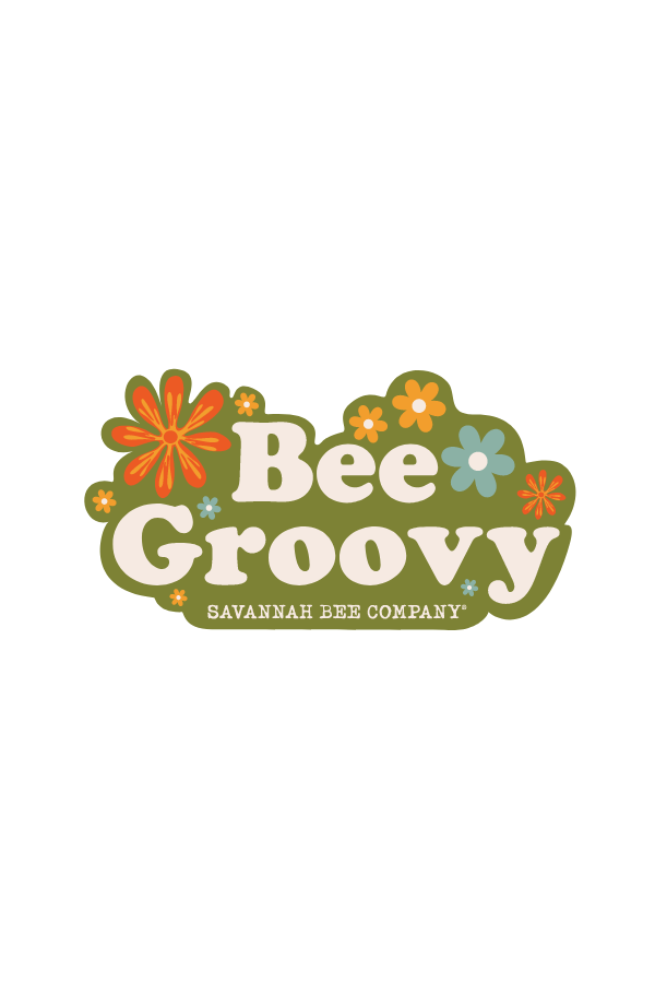 Floral sticker with bee groovy