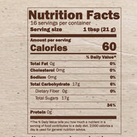 Nutrition facts label for a product with 60 calories per serving