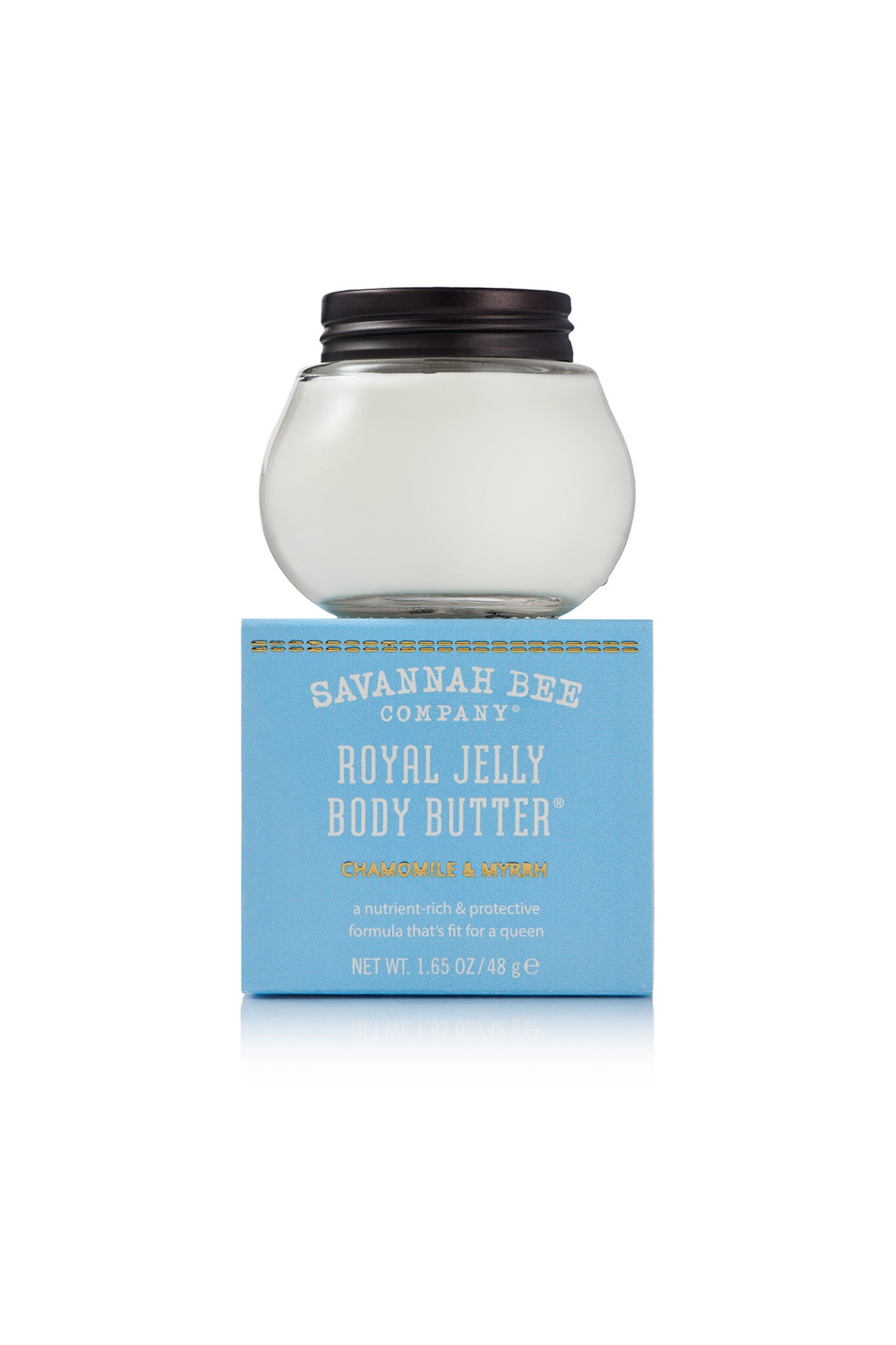 Royal Jelly Body Butter Chamomile & Myrrh in a 1.65 oz. jar 