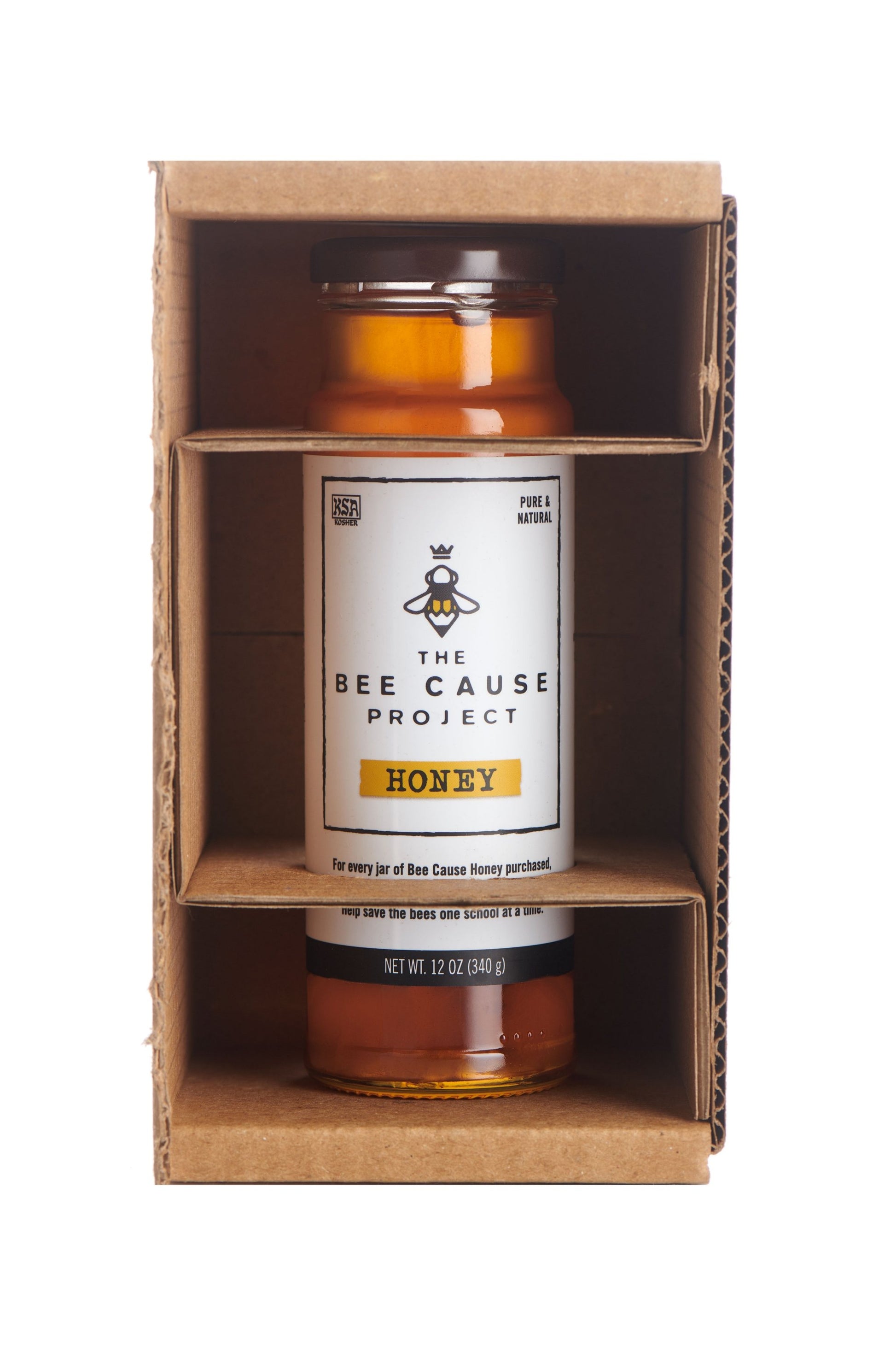 The Bee Cause Project Honey 12 oz. tower in gift box with Savannah Bee logo.