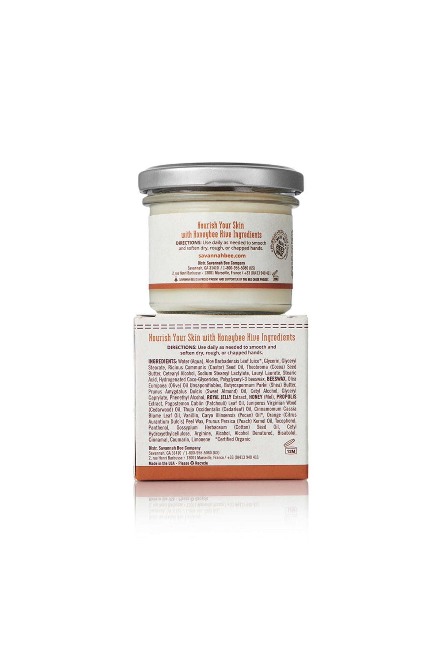 Beeswax & Royal Jelly Cedar Hand Cream Jar 3.4 oz. back image