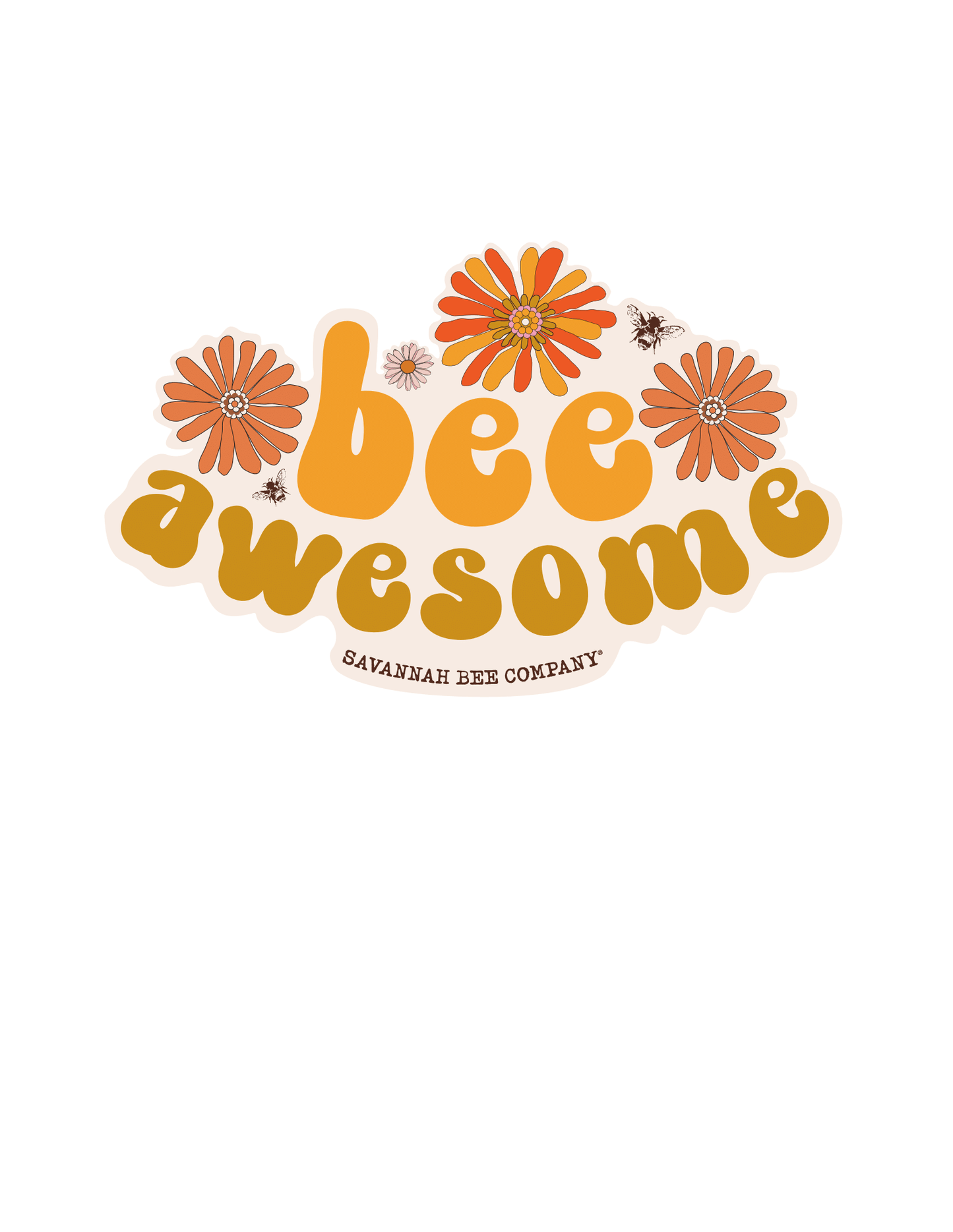 Bee awesome sticker with flowers