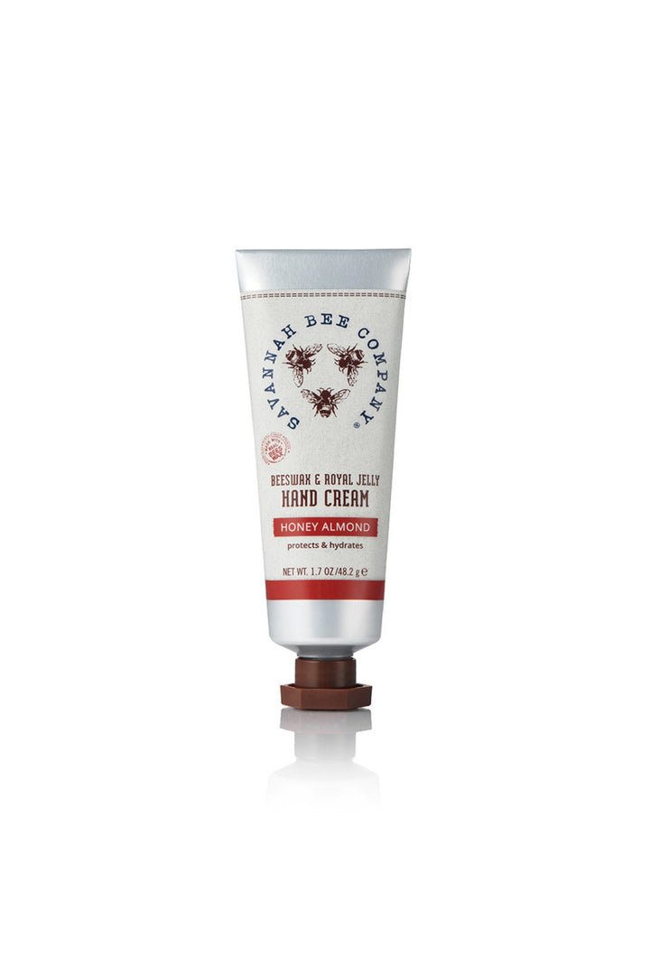 Honey Almond Beeswax & Royal Jelly Hand cream in a tube.