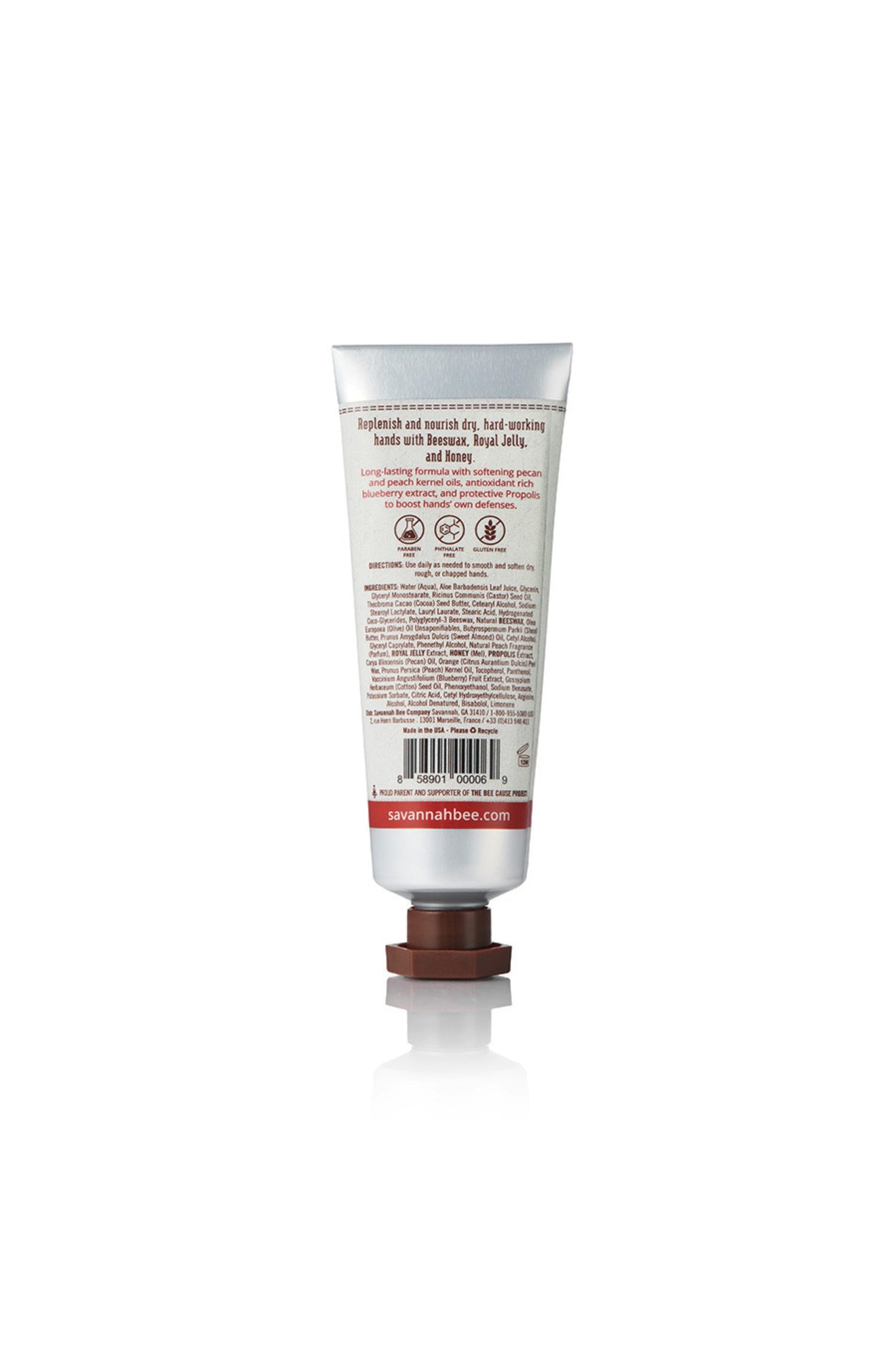 Honey Almond Beeswax & Royal Jelly Hand cream in tube.