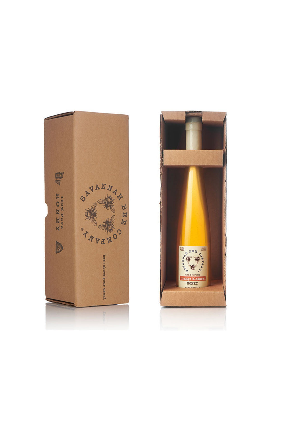 Pure & Natural Orange Blossom Honey 20 oz. flute in a gift box