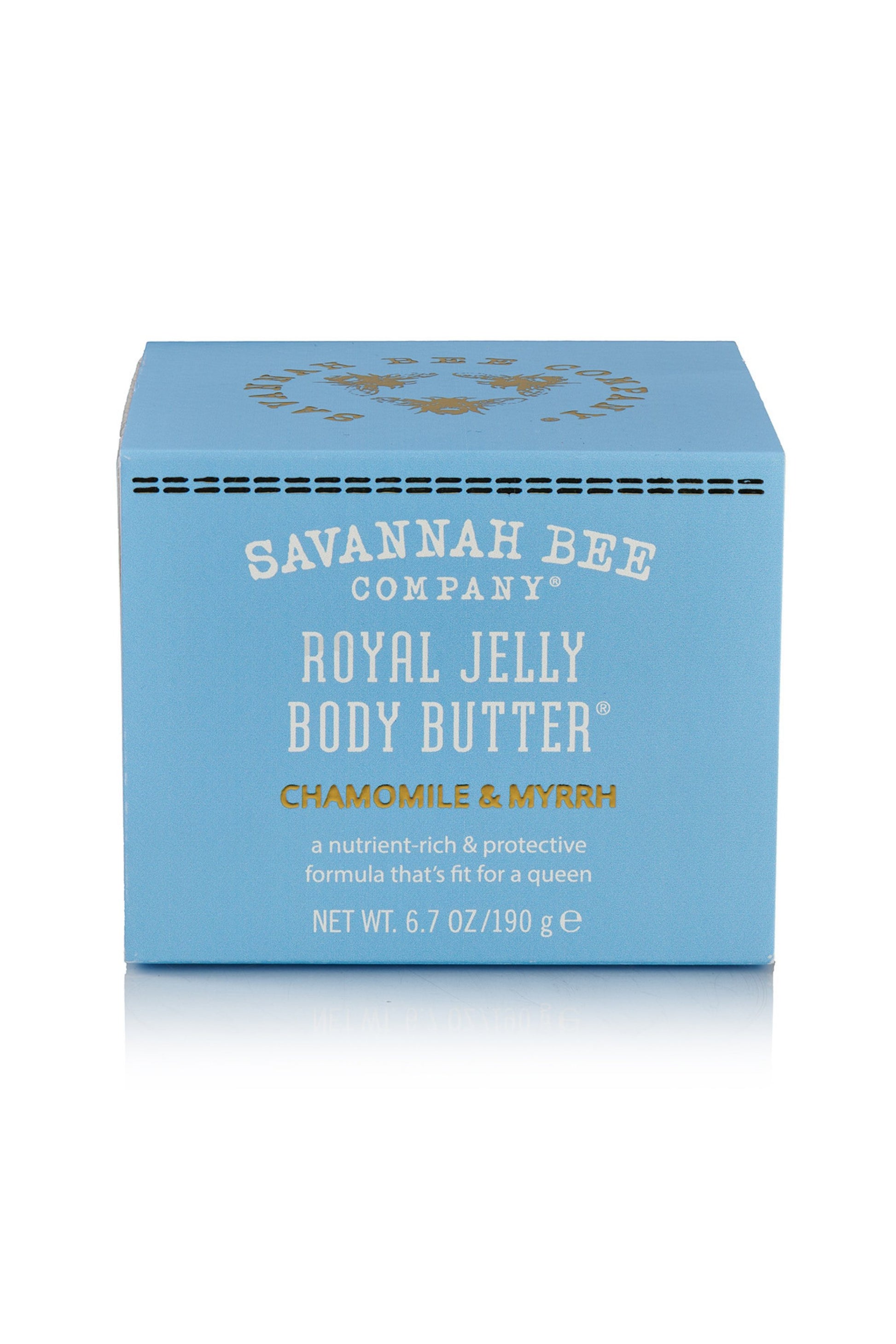Royal Jelly Body Butter Chamomile & Myrrh in a 6.7 oz.  packaging