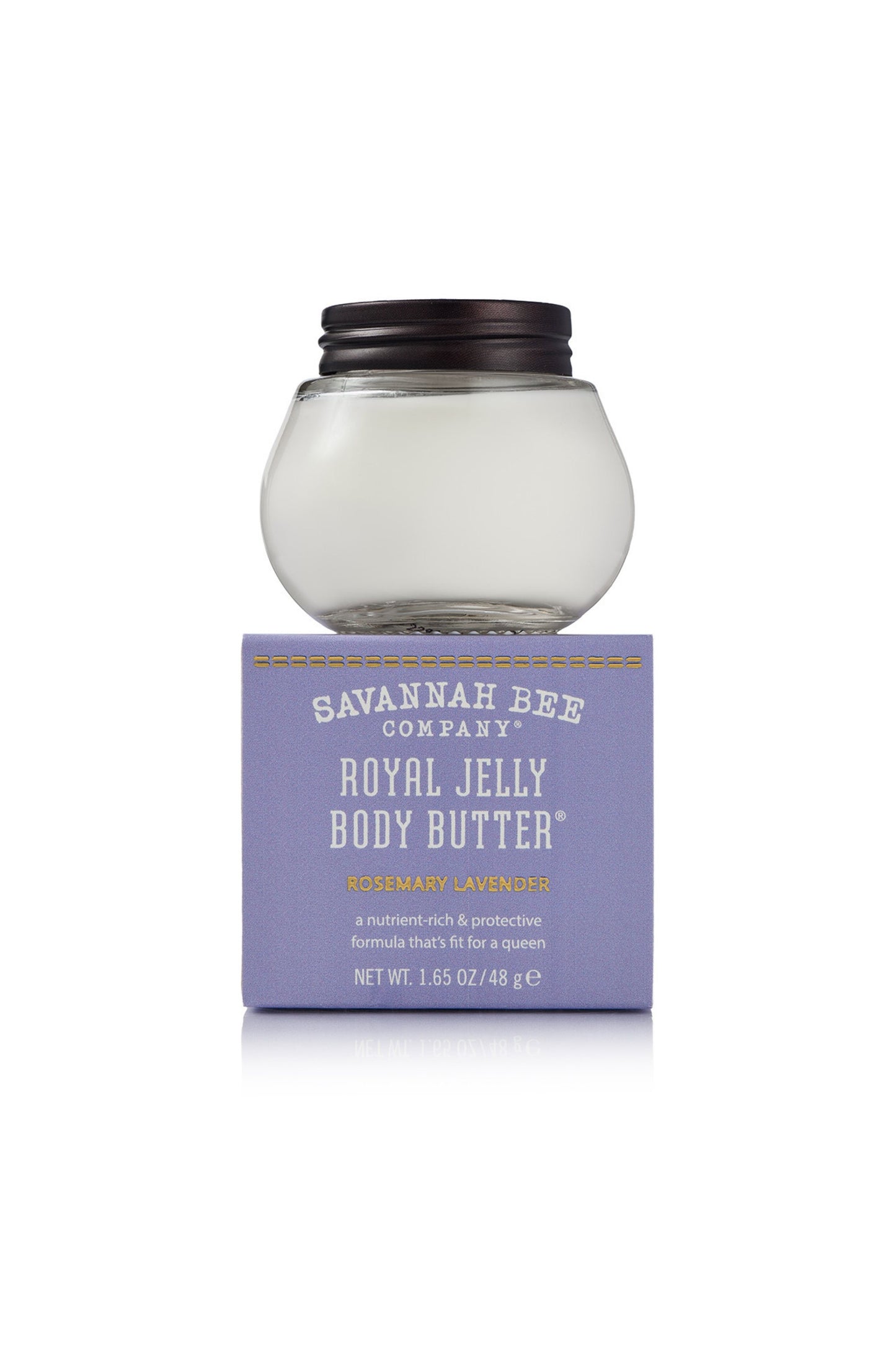 Royal Jelly Body Butter Rosemary Lavender in a 1.65 oz. jar