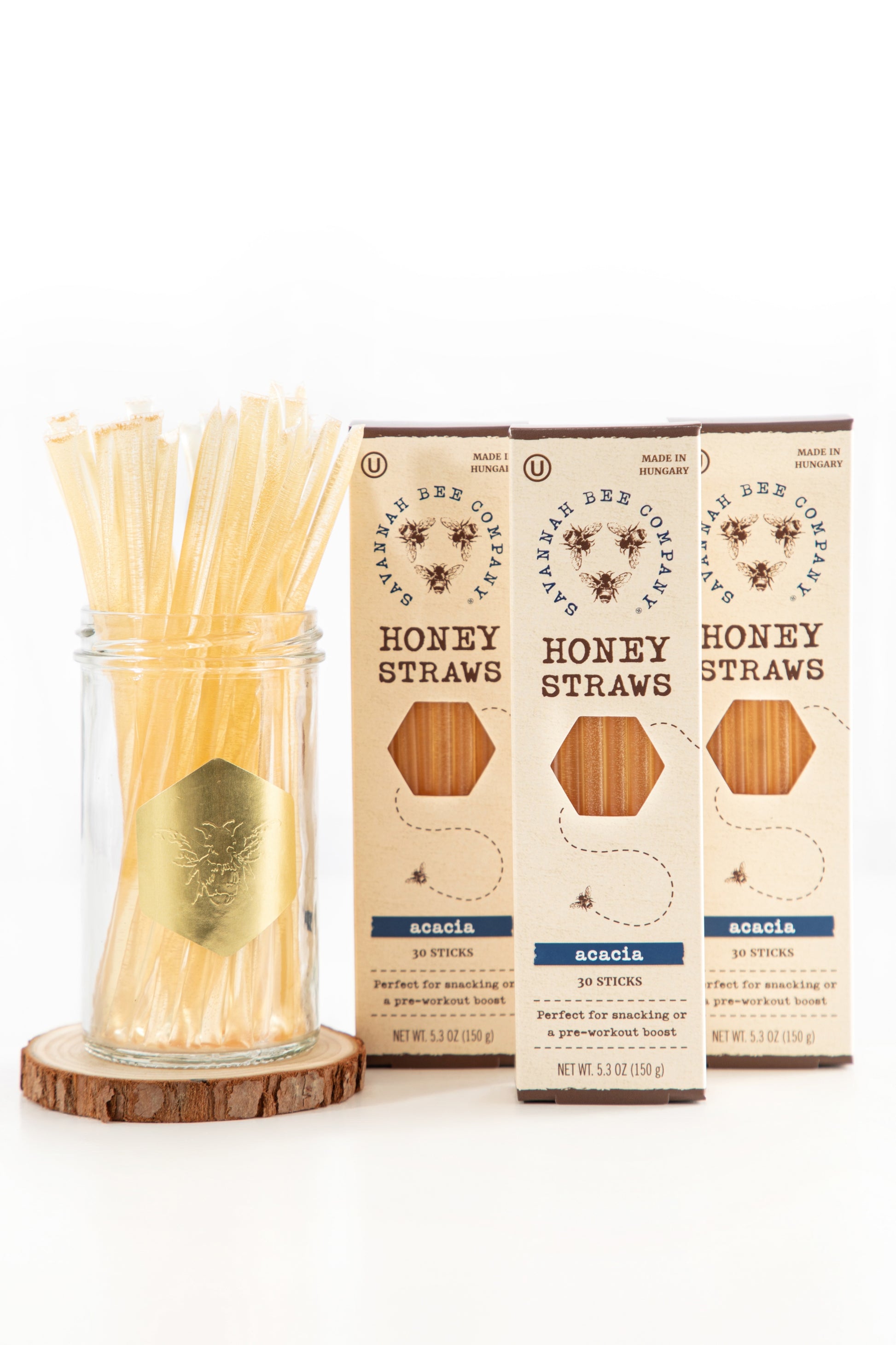 Acacia Honey Straws, comes in a 12, 30 and 50 pack