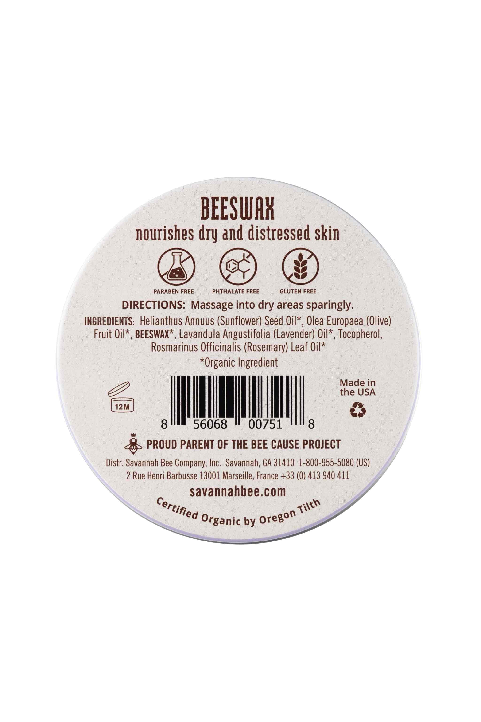 Beeswax Salve Rosemary Lavender, nourishes dry and distress skin 2oz. 