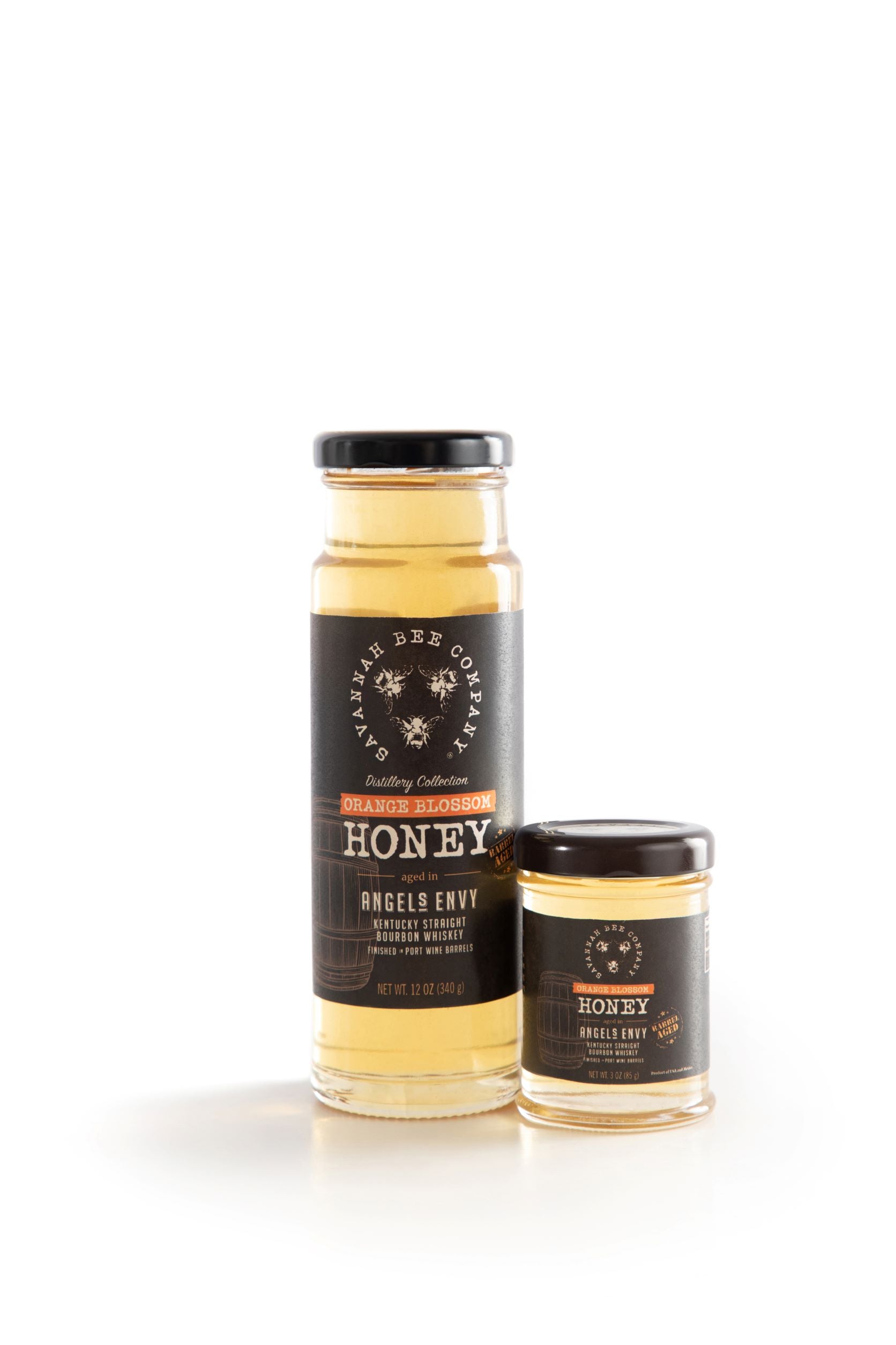 12 and 3 ounce Port Bourbon Barrel Aged Orange Blossom Honey