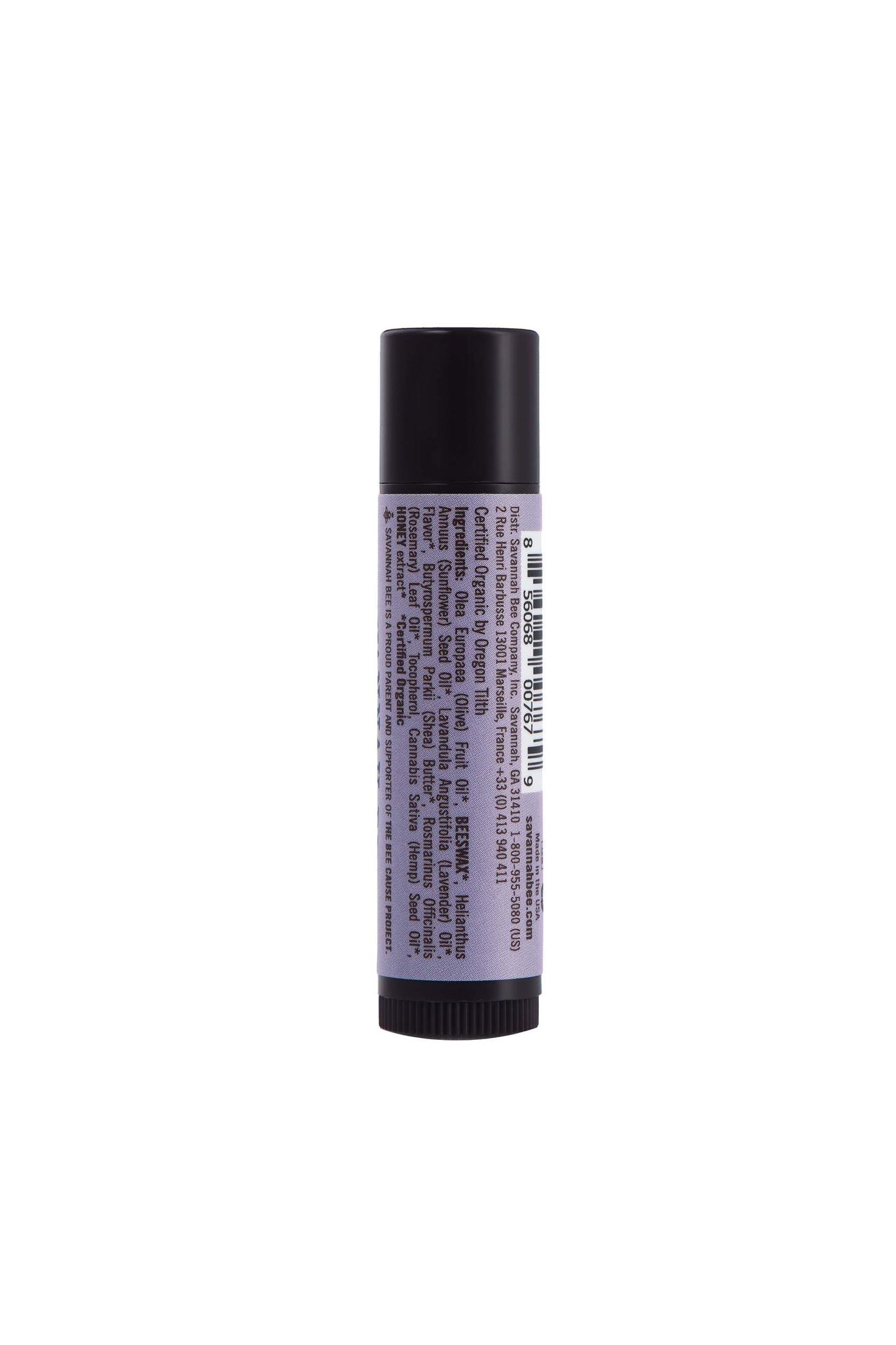 Rosemary Lavender Honey & Beeswax Lip Balm purple lipstick tube.