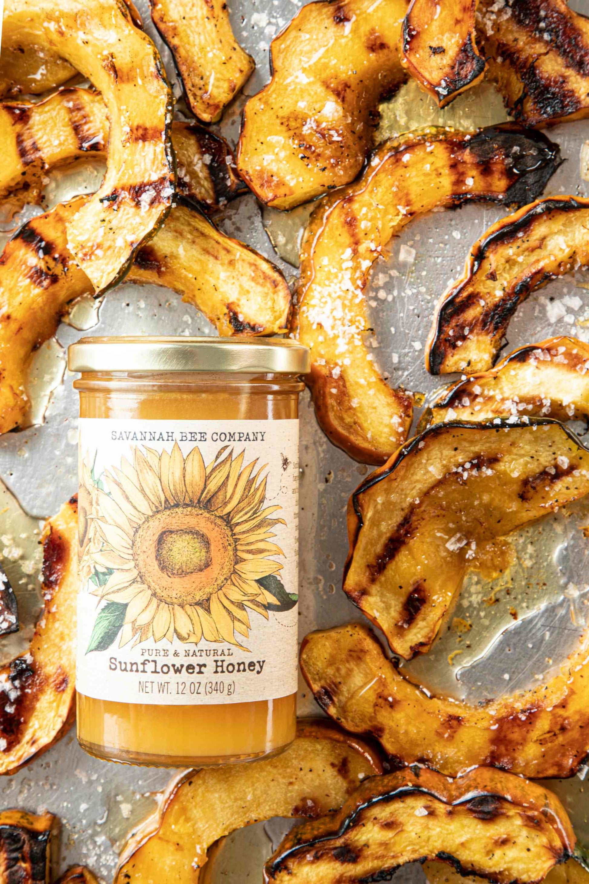 Grilled Acorn Squash with Sunflower Honey